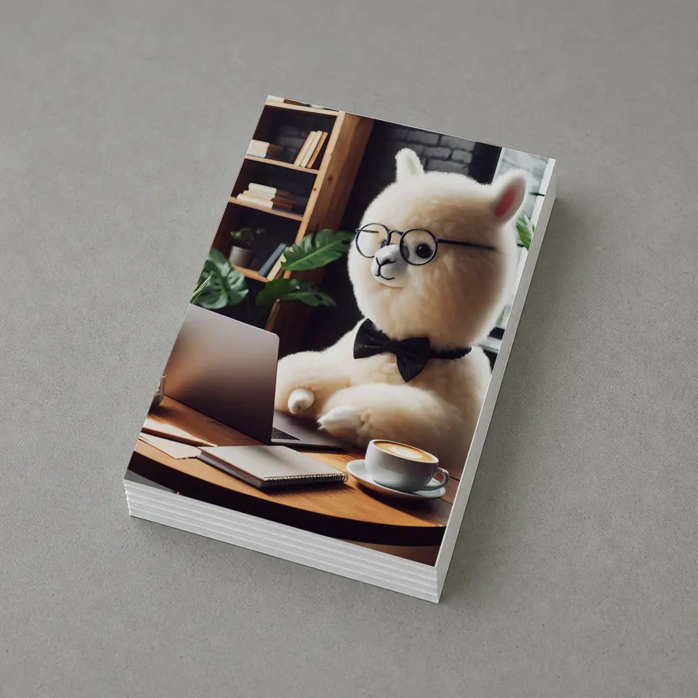 Fluffy Alpaca Working at Coffee Shop – Postcards