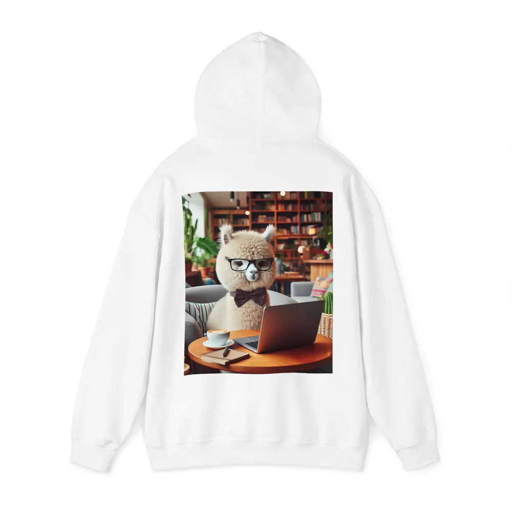 Alpaca Wearing Glasses Working On Laptop – Hoodies
