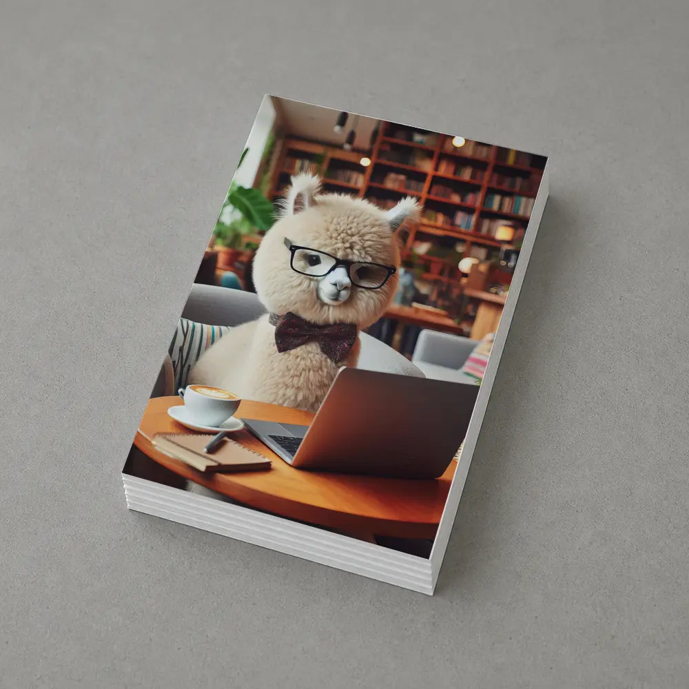 Alpaca Wearing Glasses Working On Laptop – Postcards