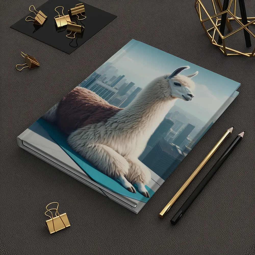Llama Sitting On Yoga Mat City Skyline – Notebooks