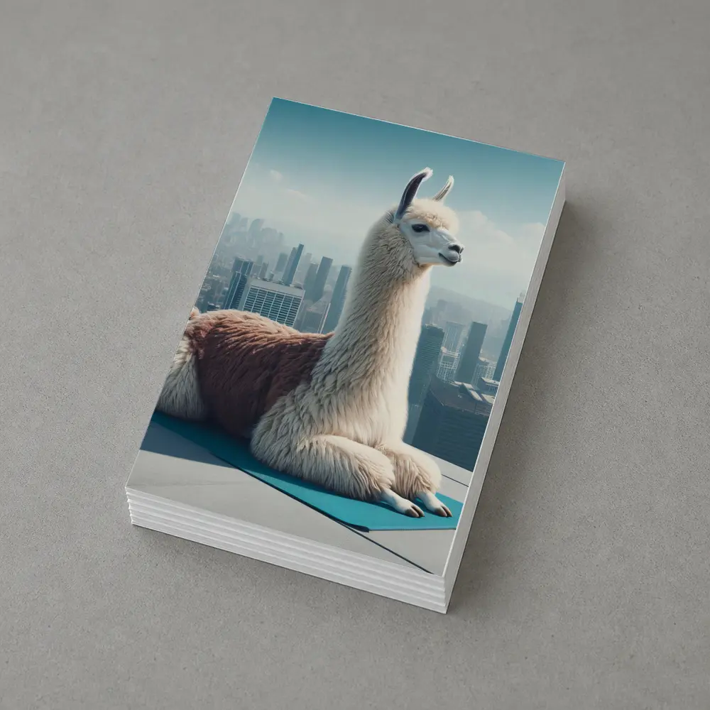 Llama Sitting On Yoga Mat City Skyline – Postcards