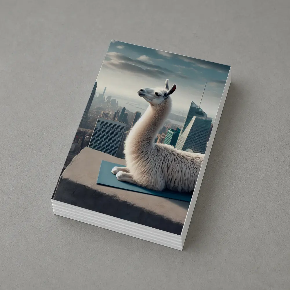 Llama on Yoga Mat New York Skyline – Postcards