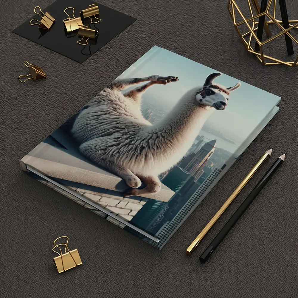 Llama Relaxing On City Rooftop Skyline – Notebooks