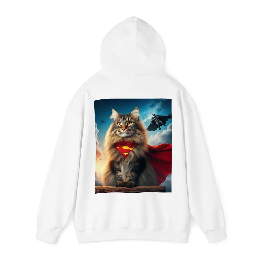 Superhero Cat Superman Cape Sky Background – Hoodies