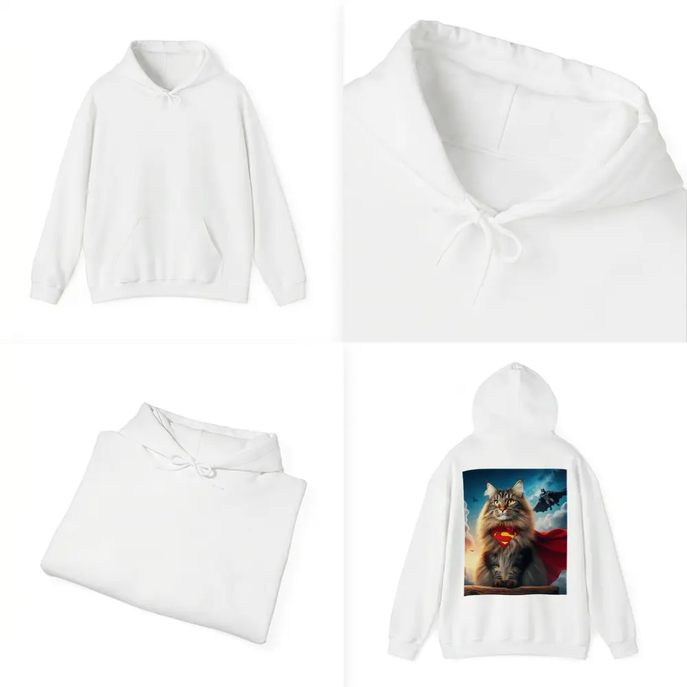 Superhero Cat Superman Cape Sky Background – Hoodies