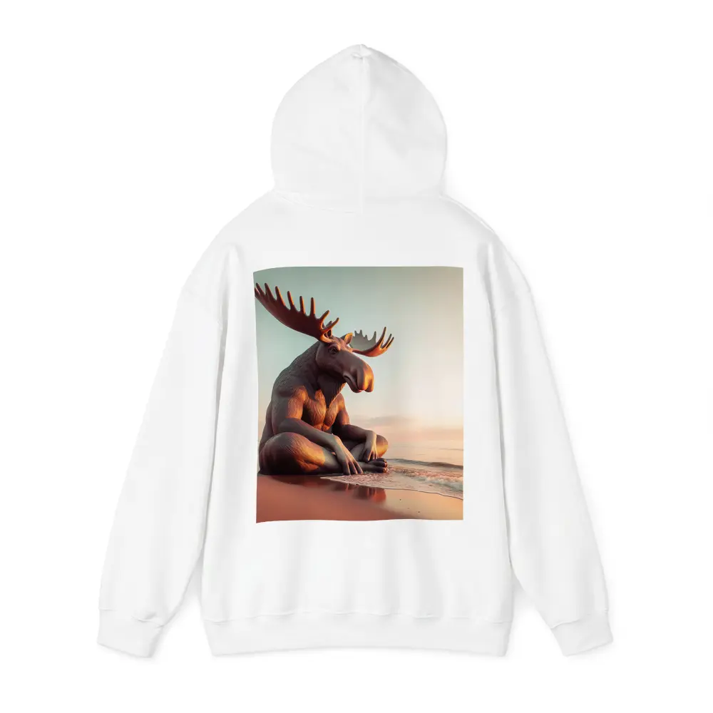 Moose Sitting Cross Legged On Beach – Hoodies