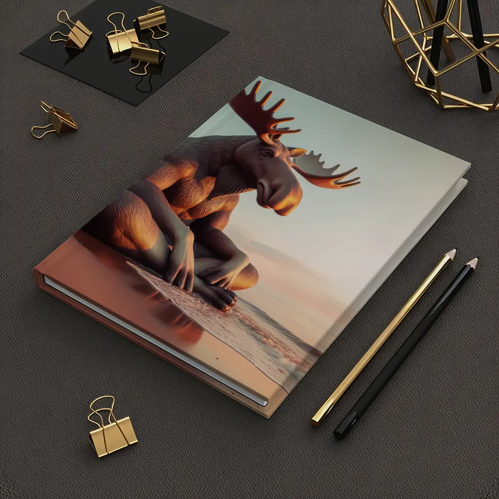 Moose Sitting Cross Legged On Beach – Notebooks