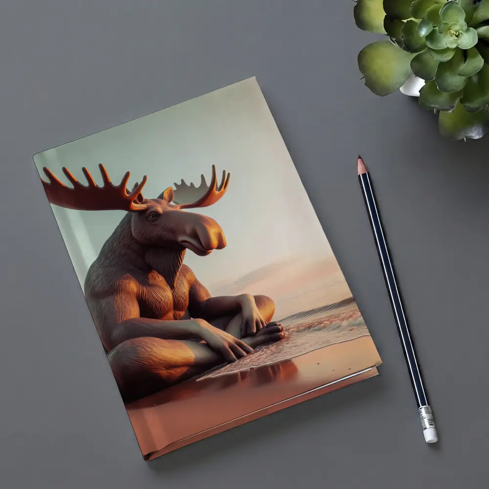 Moose Sitting Cross Legged On Beach – Notebooks