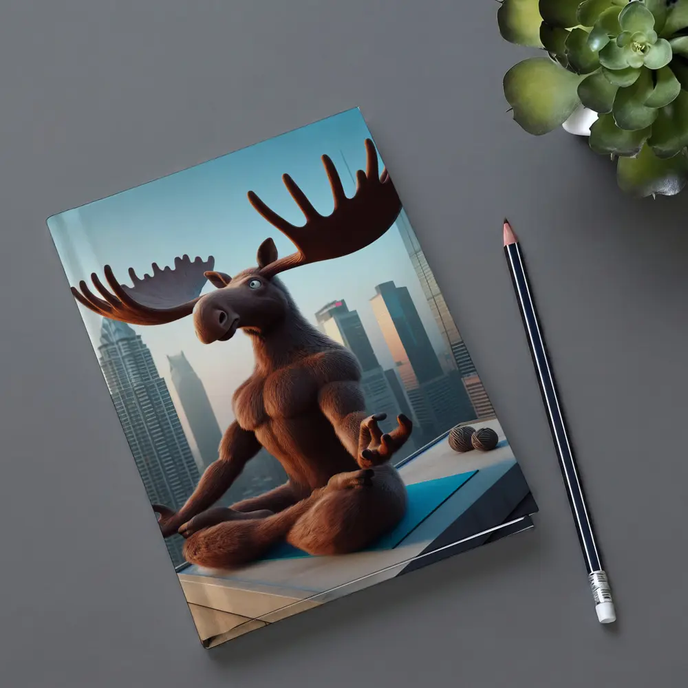 Moose Meditating Yoga City Skyline – Notebooks