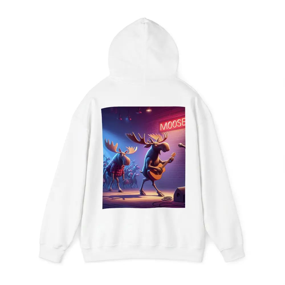 Cartoon Moose Band Playing Guitar On Stage – Hoodies