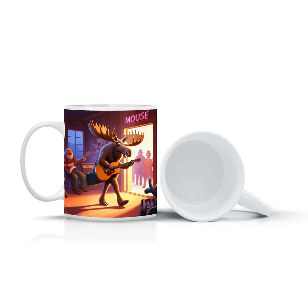 Moose Playing Guitar at Music Bar – Mugs