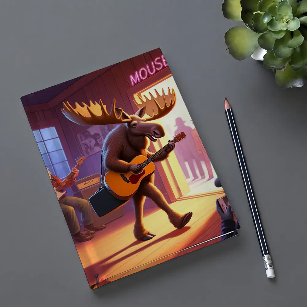 Moose Playing Guitar at Music Bar – Notebooks