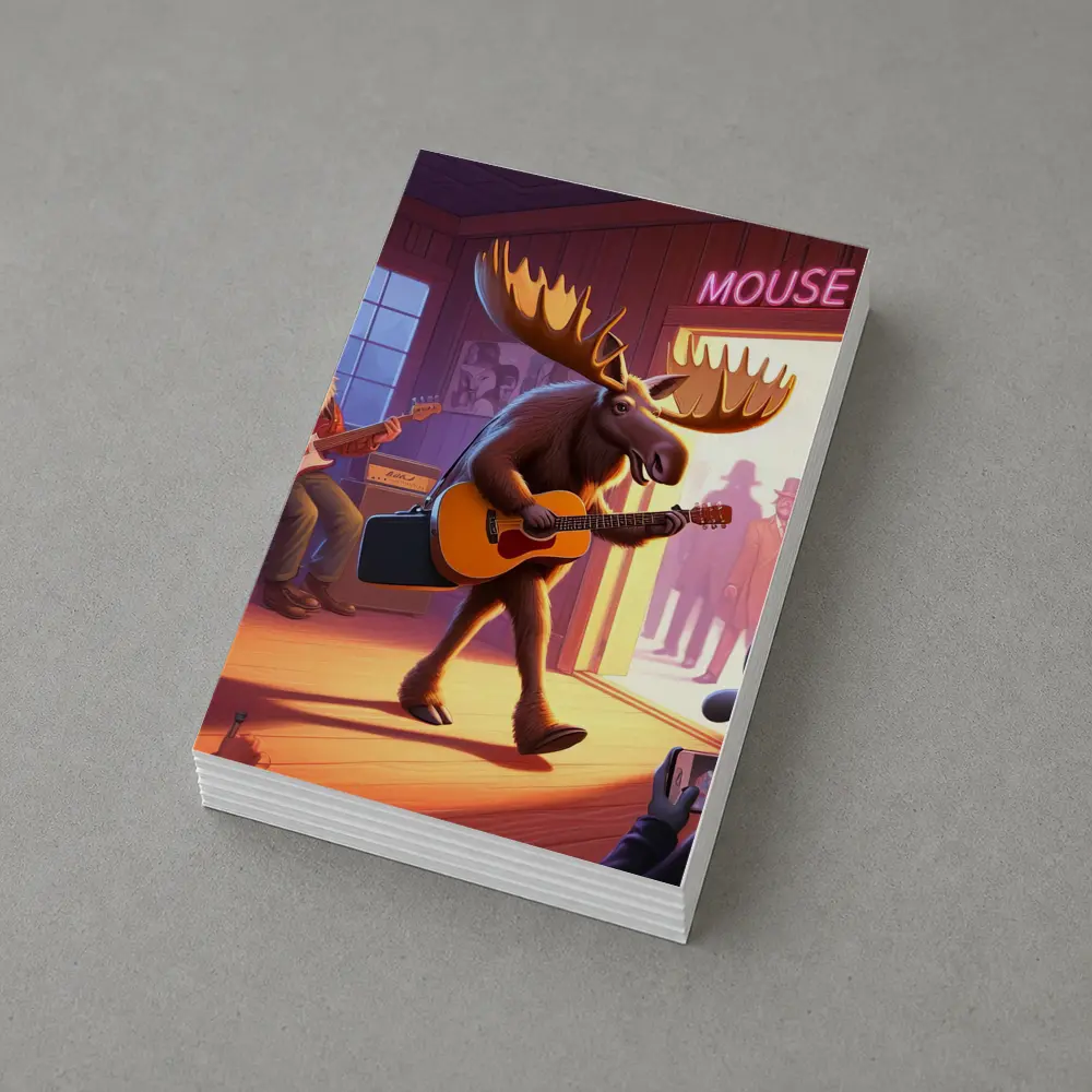 Moose Playing Guitar at Music Bar – Postcards