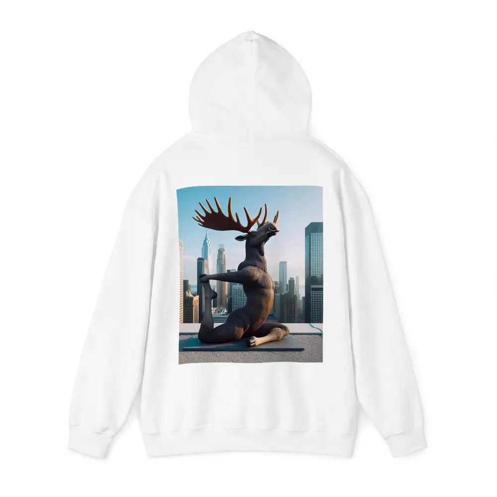 Moose Doing Yoga City Skyline – Hoodies