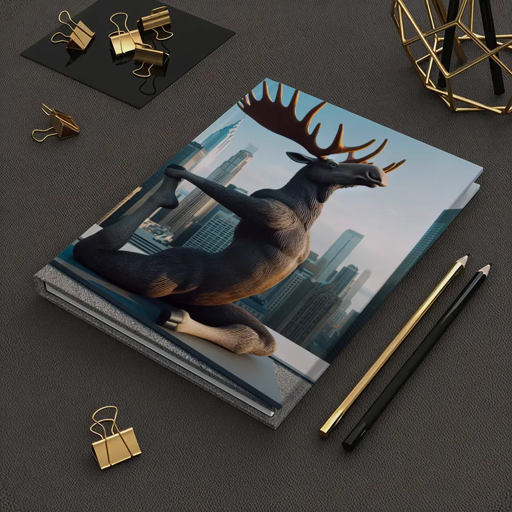 Moose Doing Yoga City Skyline – Notebooks