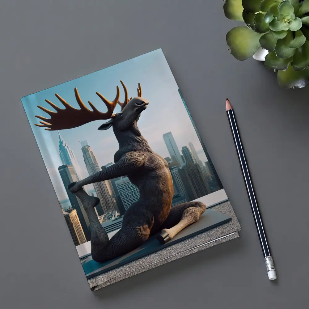 Moose Doing Yoga City Skyline – Notebooks
