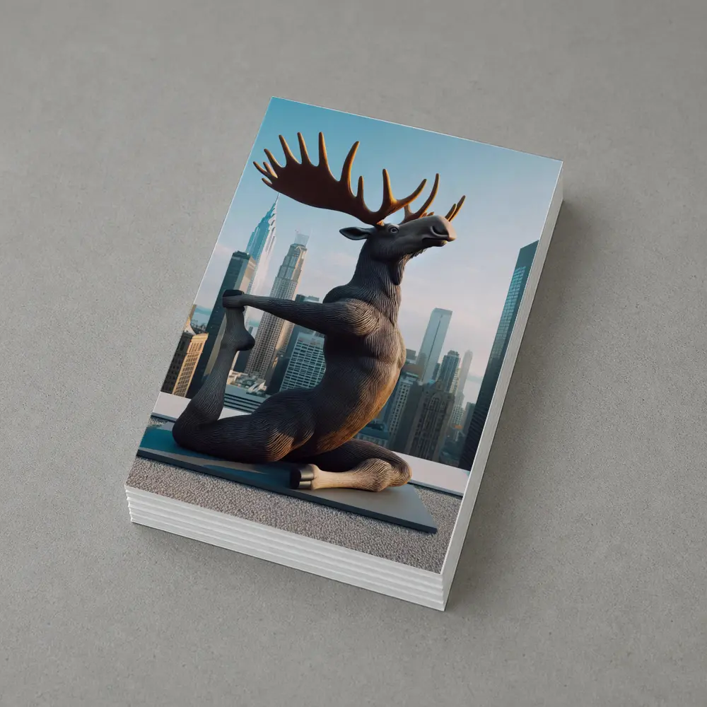 Moose Doing Yoga City Skyline – Postcards