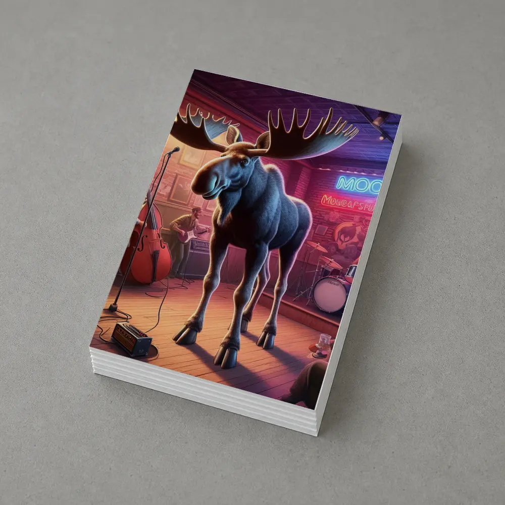 Moose on Stage at Neon Bar – Postcards