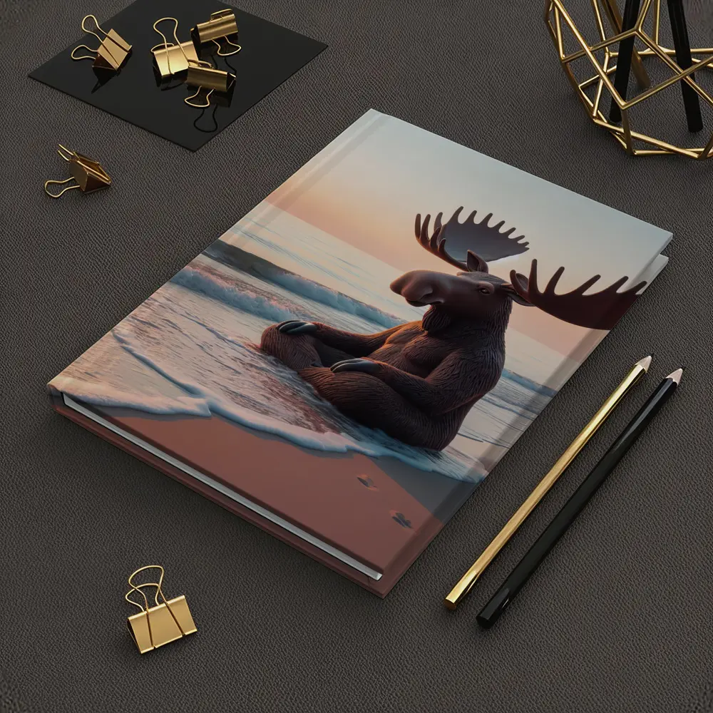 Moose Meditating on Peaceful Sunset Beach – Notebooks