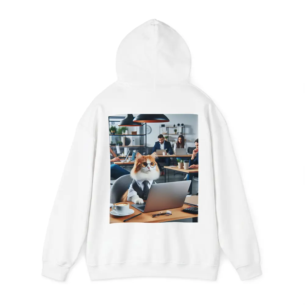 Office Cat Wearing Suit Working Laptop – Hoodies