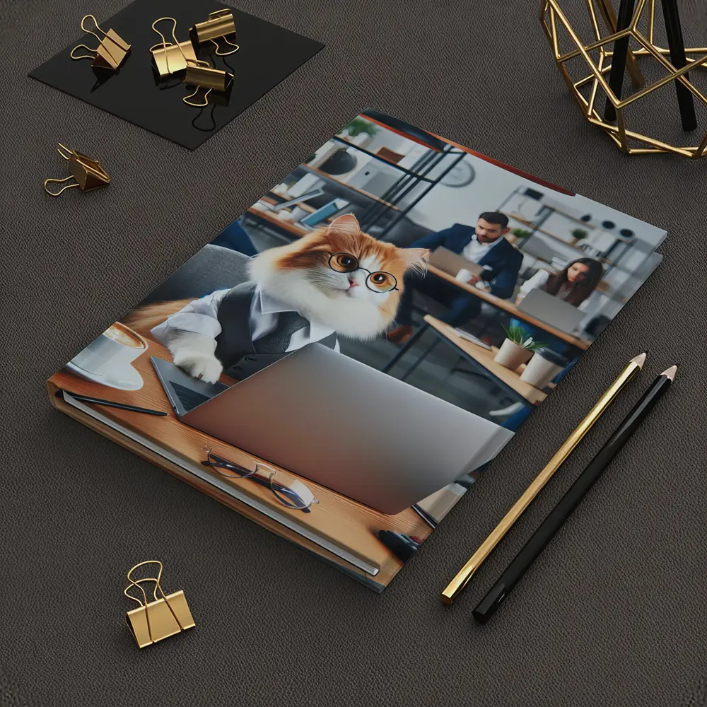 Office Cat Wearing Suit Working Laptop – Notebooks
