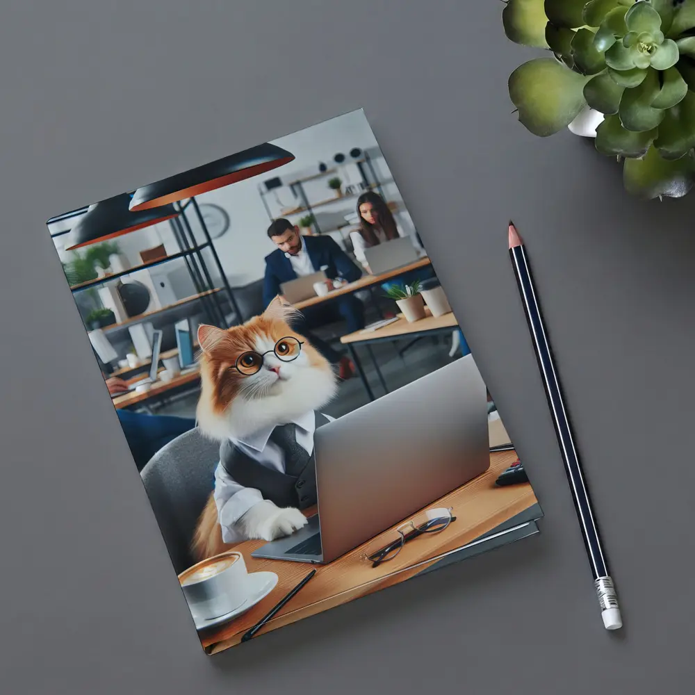 Office Cat Wearing Suit Working Laptop – Notebooks