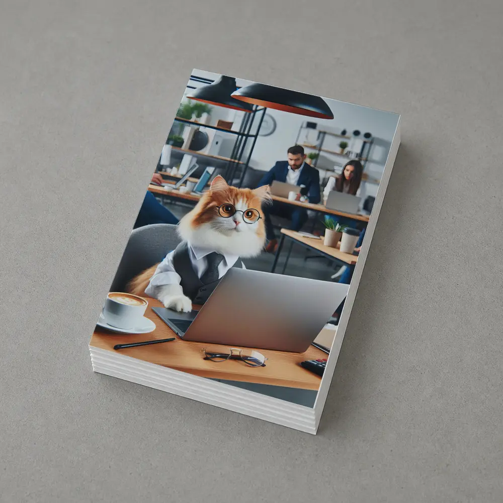 Office Cat Wearing Suit Working Laptop – Postcards
