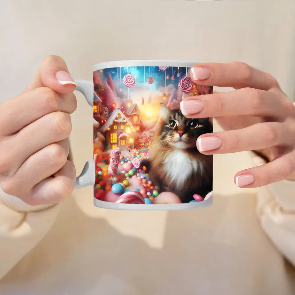 Fluffy Cat in Magical Candy Wonderland – Mugs