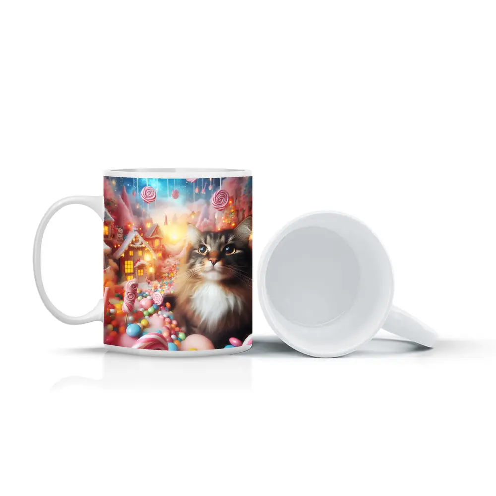 Fluffy Cat in Magical Candy Wonderland – Mugs