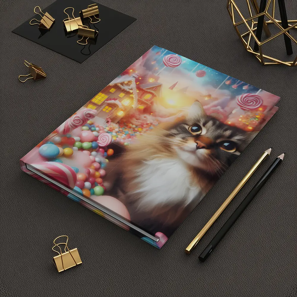 Fluffy Cat in Magical Candy Wonderland – Notebooks