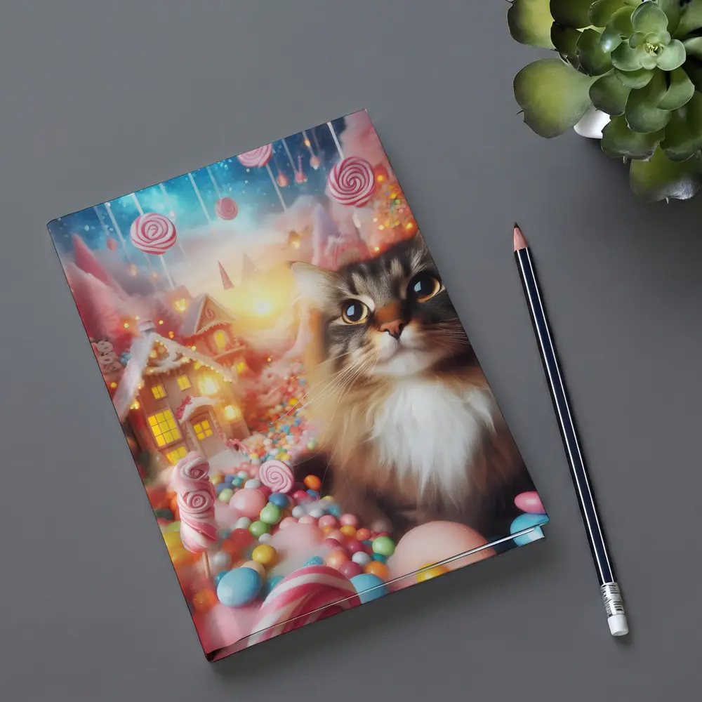 Fluffy Cat in Magical Candy Wonderland – Notebooks