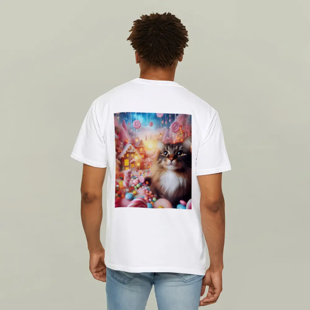 Fluffy Cat in Magical Candy Wonderland – T-Shirts