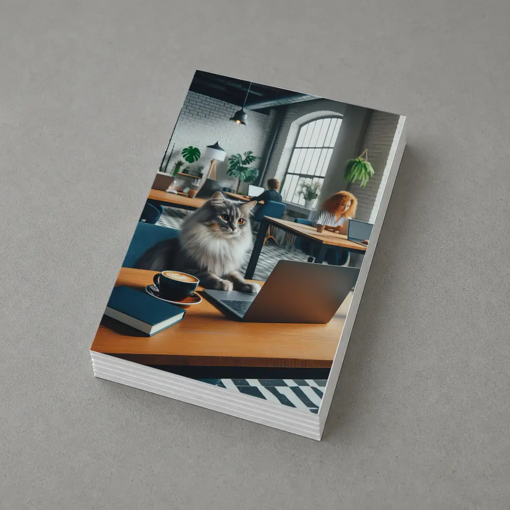 Gray Cat Working Laptop Cozy Office – Postcards