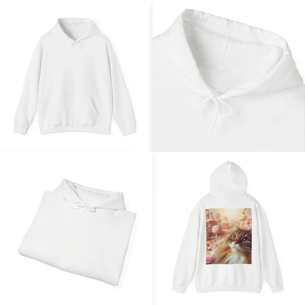 Fluffy Cat in Colorful Candy Fantasy World – Hoodies