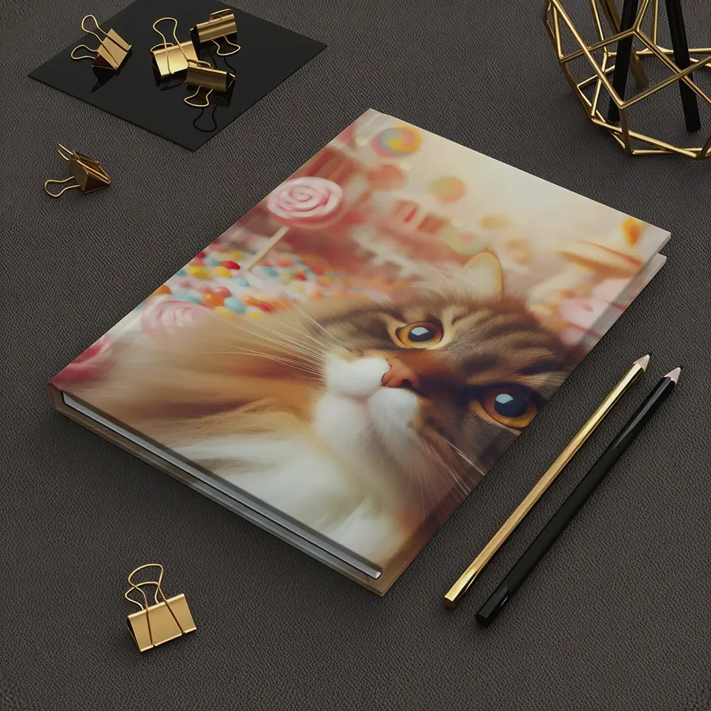 Fluffy Cat in Colorful Candy Fantasy World – Notebooks