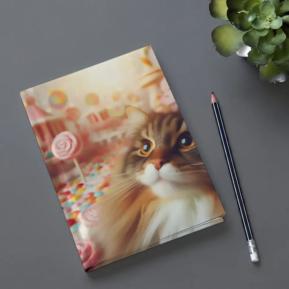 Fluffy Cat in Colorful Candy Fantasy World – Notebooks