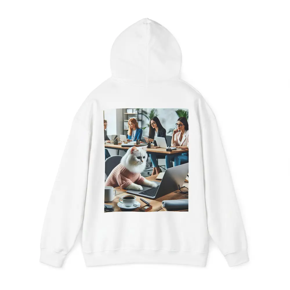 White Cat Working Laptop Office Coworkers – Hoodies