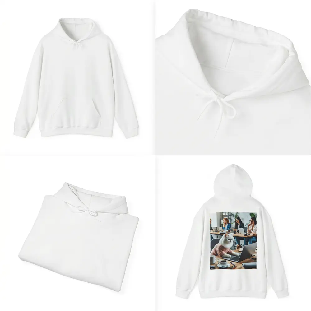 White Cat Working Laptop Office Coworkers – Hoodies