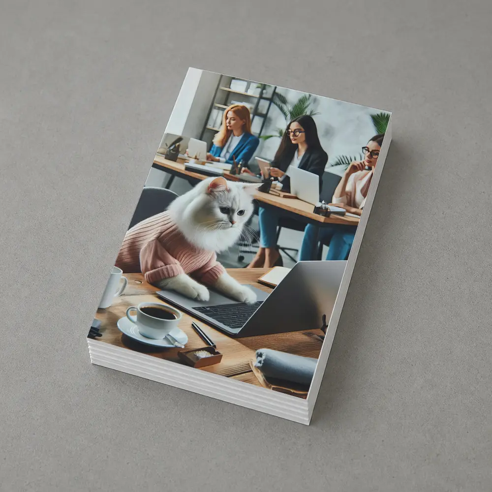 White Cat Working Laptop Office Coworkers – Postcards
