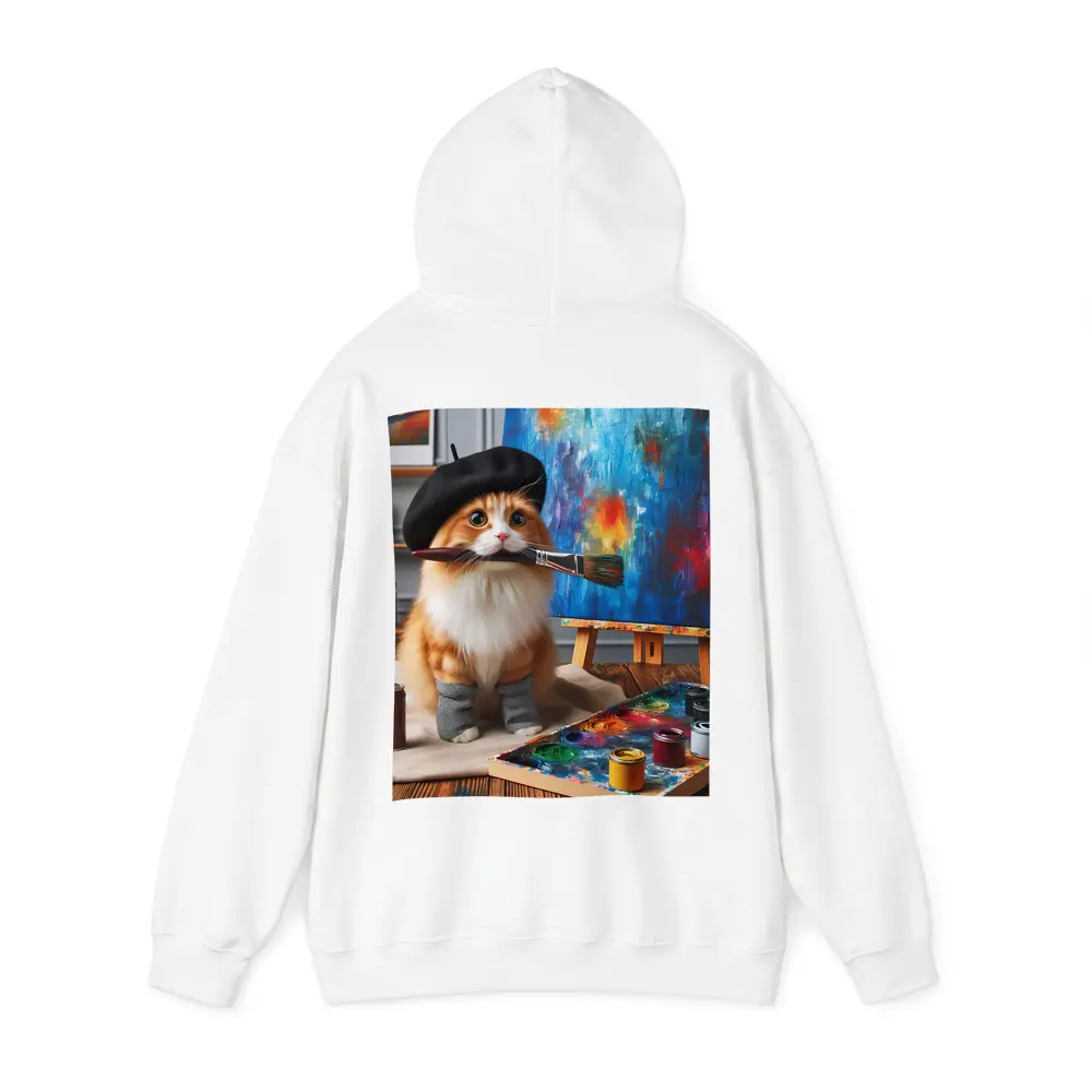 Orange Cat Artist Beret Painting Studio – Hoodies