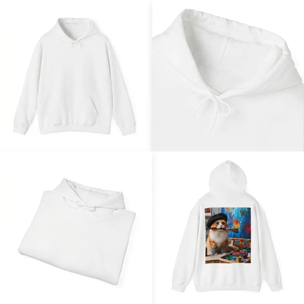 Orange Cat Artist Beret Painting Studio – Hoodies