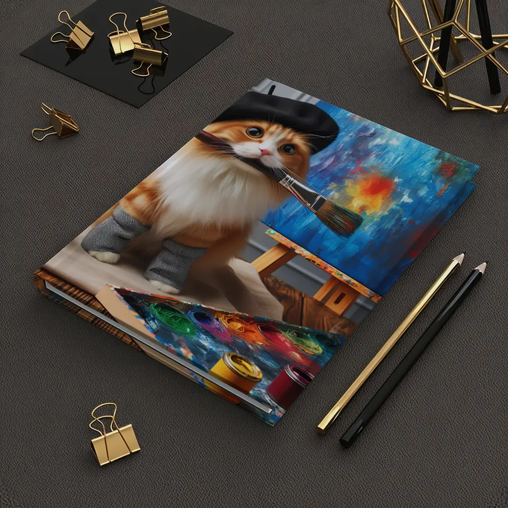 Orange Cat Artist Beret Painting Studio – Notebooks