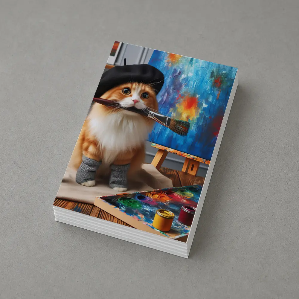 Orange Cat Artist Beret Painting Studio – Postcards