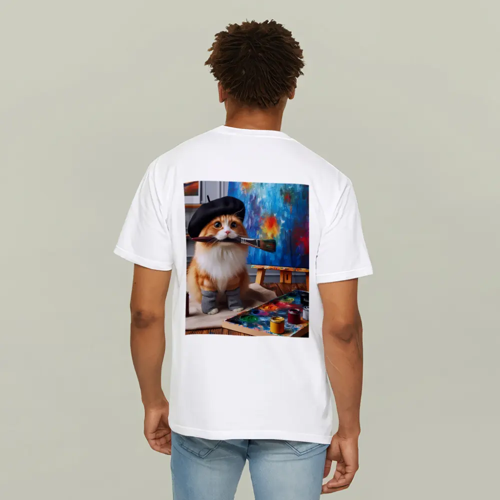 Orange Cat Artist Beret Painting Studio – T-Shirts