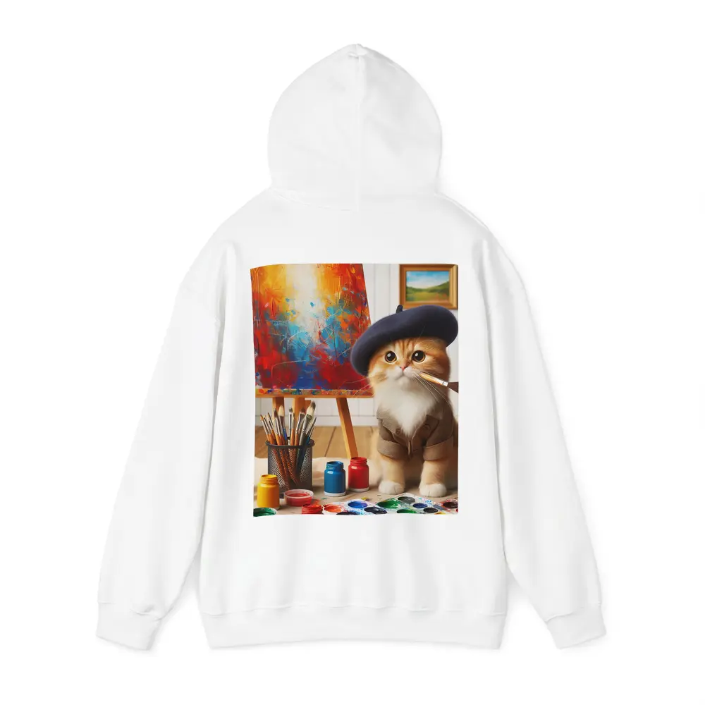 Artist Cat in Beret Painting Studio – Hoodies