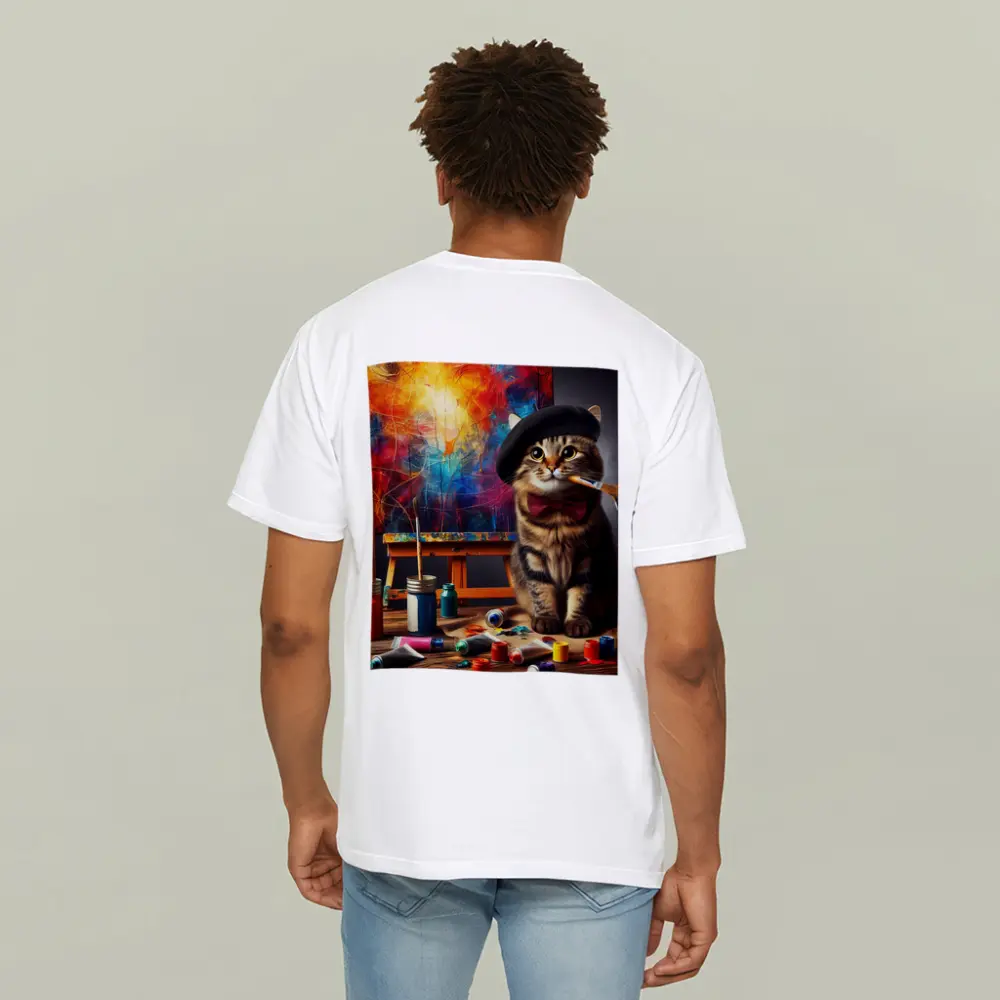 Artist Cat Beret Bow Tie Paint Studio – T-Shirts