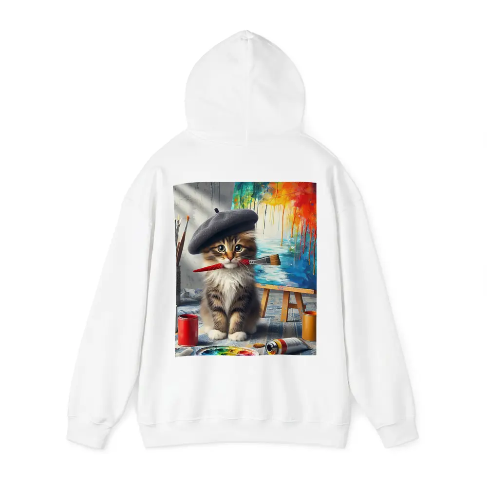 Kitten Artist Beret Painting Studio Canvas – Hoodies