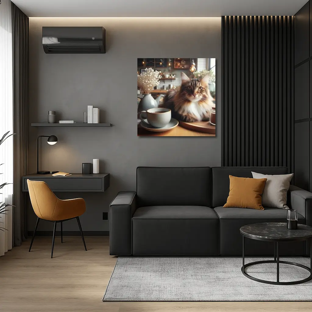 Maine Coon Cat Cozy Cafe Coffee Shop – Wall Art