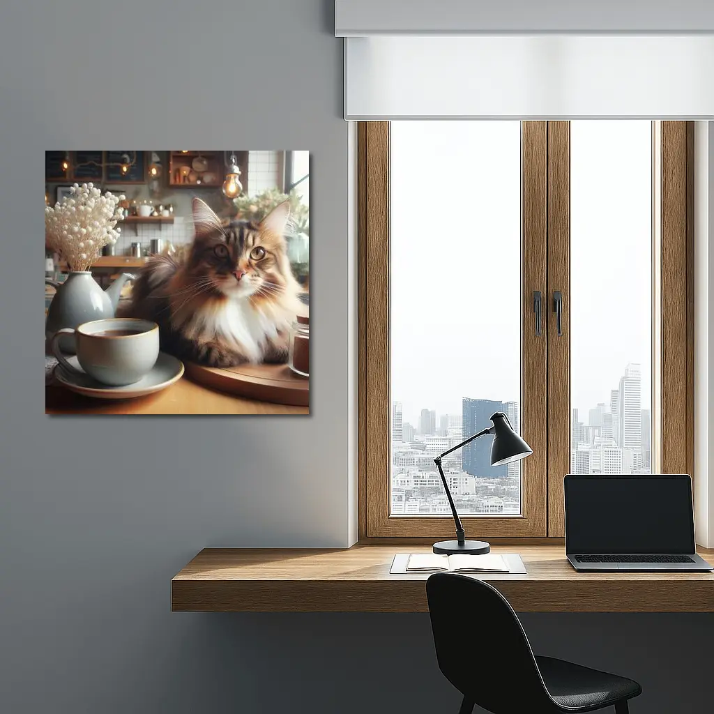 Maine Coon Cat Cozy Cafe Coffee Shop – Wall Art