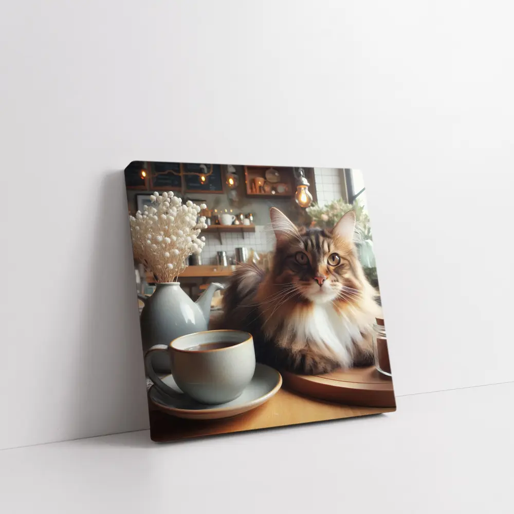 Maine Coon Cat Cozy Cafe Coffee Shop – Wall Art